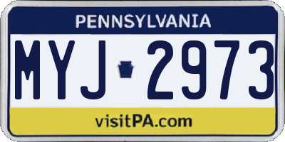 PA license plate MYJ2973