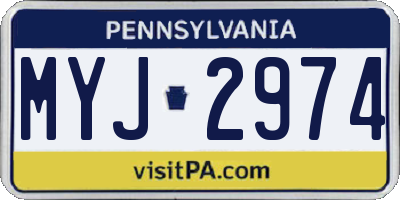 PA license plate MYJ2974