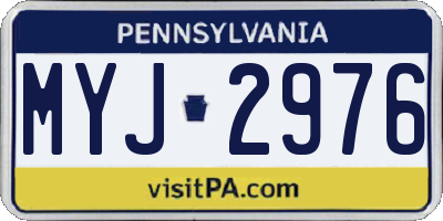 PA license plate MYJ2976