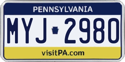 PA license plate MYJ2980
