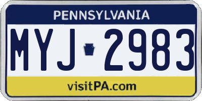PA license plate MYJ2983