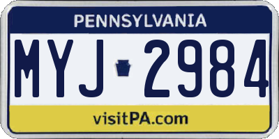 PA license plate MYJ2984