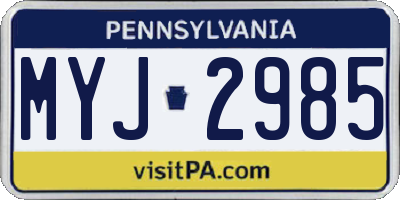 PA license plate MYJ2985