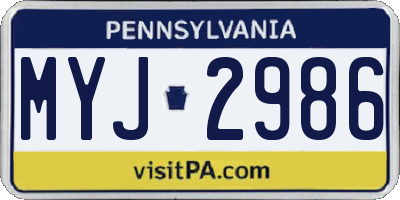 PA license plate MYJ2986
