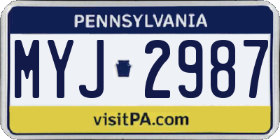 PA license plate MYJ2987