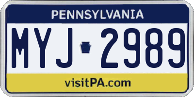 PA license plate MYJ2989