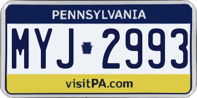 PA license plate MYJ2993