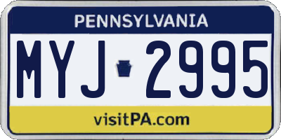 PA license plate MYJ2995