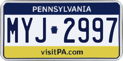 PA license plate MYJ2997