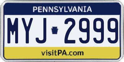 PA license plate MYJ2999