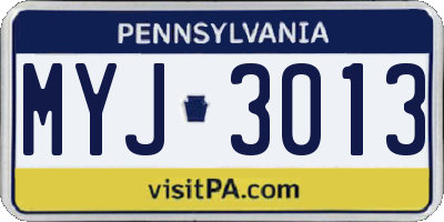 PA license plate MYJ3013