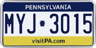 PA license plate MYJ3015