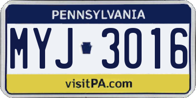 PA license plate MYJ3016