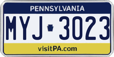 PA license plate MYJ3023