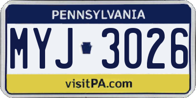 PA license plate MYJ3026