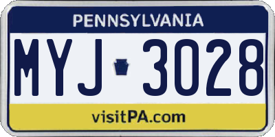 PA license plate MYJ3028
