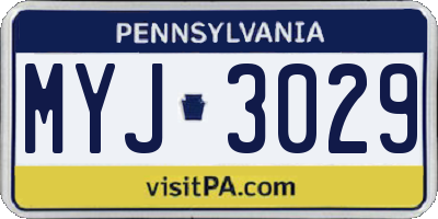PA license plate MYJ3029