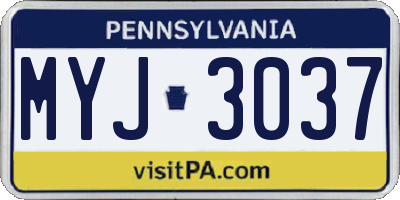 PA license plate MYJ3037