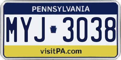 PA license plate MYJ3038