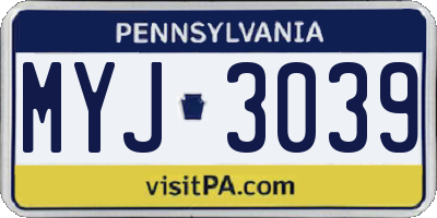 PA license plate MYJ3039