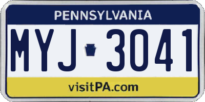 PA license plate MYJ3041