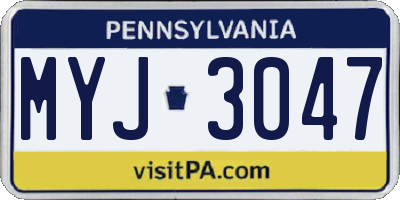 PA license plate MYJ3047