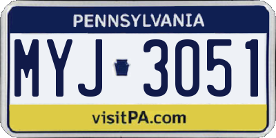 PA license plate MYJ3051
