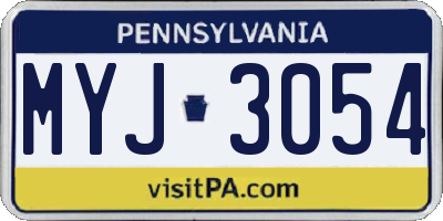 PA license plate MYJ3054