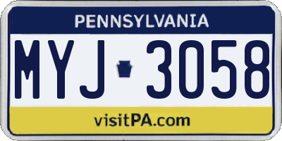 PA license plate MYJ3058