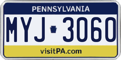 PA license plate MYJ3060