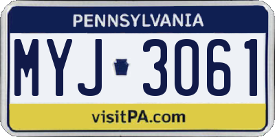 PA license plate MYJ3061