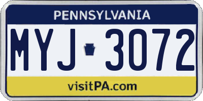 PA license plate MYJ3072