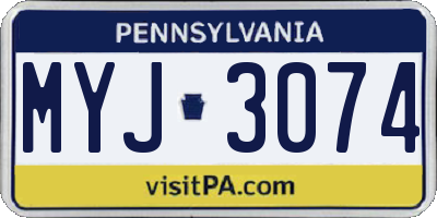 PA license plate MYJ3074