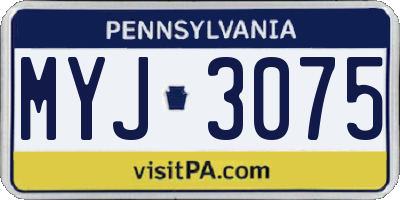 PA license plate MYJ3075