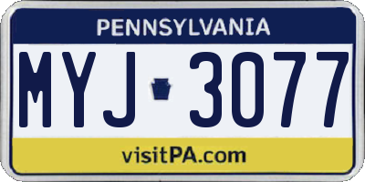 PA license plate MYJ3077