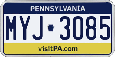 PA license plate MYJ3085