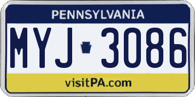 PA license plate MYJ3086