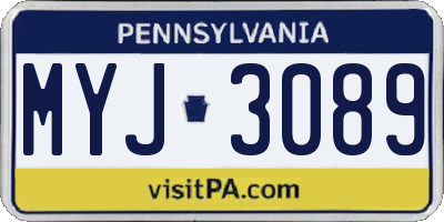 PA license plate MYJ3089