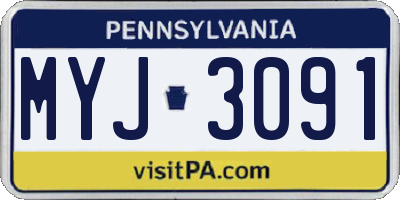 PA license plate MYJ3091
