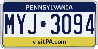 PA license plate MYJ3094