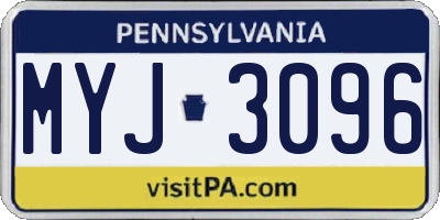 PA license plate MYJ3096