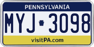 PA license plate MYJ3098