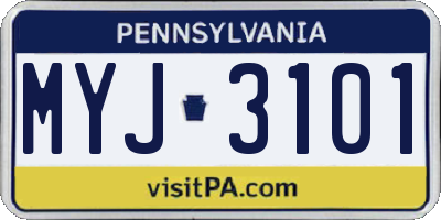 PA license plate MYJ3101