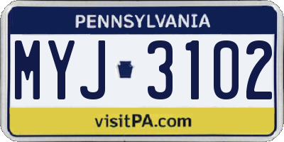 PA license plate MYJ3102