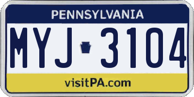 PA license plate MYJ3104