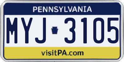 PA license plate MYJ3105