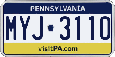 PA license plate MYJ3110