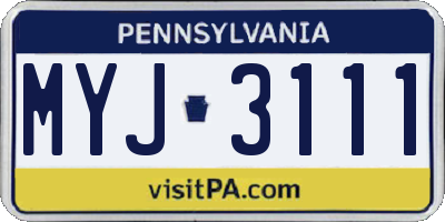 PA license plate MYJ3111