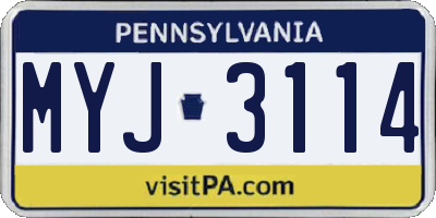 PA license plate MYJ3114