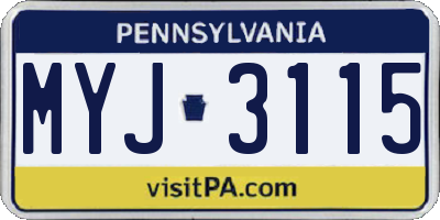 PA license plate MYJ3115